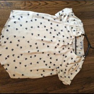 White printed blouse with heart pattern